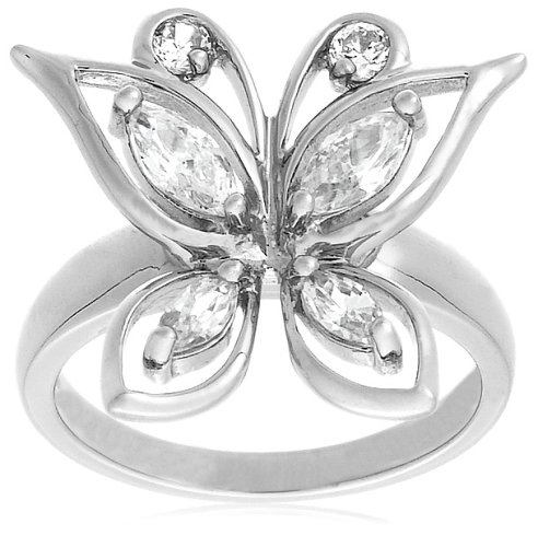 Sterling Silver Cubic Zirconia Butterfly Ring