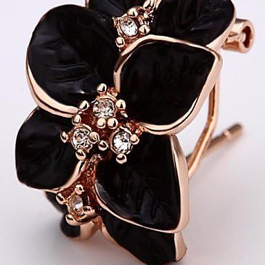Fashion Black Rose Tin Alloy Rosy Golden Plated Jewelry Set