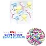 Baby Shower Cakes - 9 Assorted Baby Bottles, Rattles & Pacifiers Plastic Pics for Cakes, Cupcakes, Cookies and Party Favors & FREE Baby Candy Confetti Sprinkles