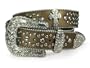 Western Rhinestone Silver Circle Studs and Cross Decoration Genuine Leather Belt Size: S/M - 34 Color: Bronze