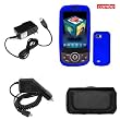 Samsung Behold2 T939 Combo Solid Dark Blue Silicon Skin Case Faceplate Cover + Black Horizontal Leather Pouch + Rapid Car Charger + Home Wall Charger for Samsung Behold2 T939 + Free LiveMyLife Wristband