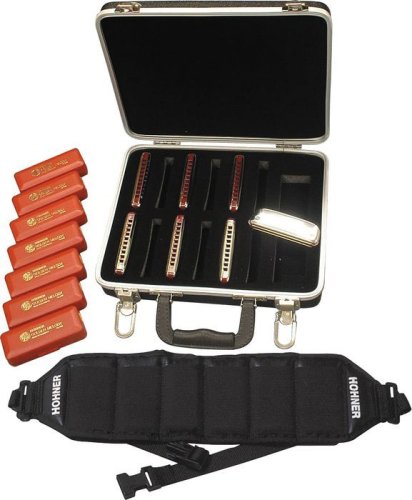 Hohner Golden Melody Harmonica 7 Pack with Case and Belt