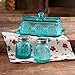 The Pioneer Woman Adeline Glass Butter Dish with Salt And Pepper Shaker Set,Turquoise | Stunning Adeline Butter Dish with Salt And Pepper Shaker Set - Turquoise