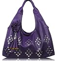 Womens Purple Flower Studs Designer Shoulder Handbag