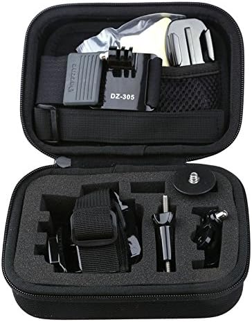 Dazzne 8 in 1 Bike Handlebar Helmet Strap 3-way Pivot Arm and 4 x Screws 2 x Flat Base 2 x Curved Base with Stickers Velcro Belt Portable Case 1/4 Screw Adapter Wrist Strap Gopro Accessory Kit (KT-112)