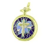 New EXCLUSIVE Enamal Cross Polished Gold Pocket Watch by Antonio