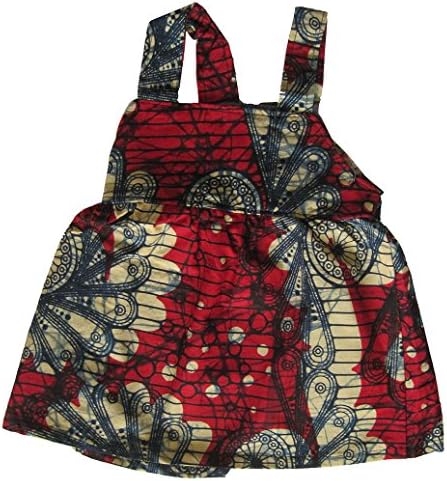 Baby and Toddler Sun Dress "Red Fan" - All Cotton - Certified Fair Trade (6 to 12 Months)