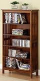 Bookcase Media Display Shelf Antique Oak Wood