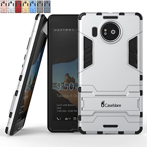 Caseblare Microsoft lumia 950 XL Tough slim kickstand case lightweight titan case shockproof drop protection Silver