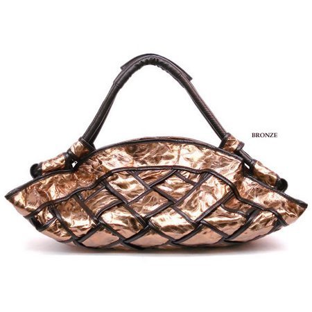 Bronze Morgan Faux Leather Satchel Bag Handbag Purse