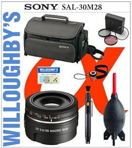 Sony SAL30M28 DSLR LENS (30mm F2.8 MACRO SAM) + Sony Bag + Lens Cleaning System + Giotto's Blower + Filters