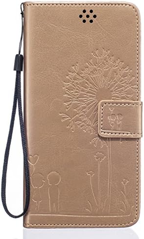 iPhone 6/6S Plus Case, Wallet Embossed Cirrus PU Leather Case with Card Holders &amp; Magnetic Clip Kickstand Soft TPU Inner Cover for iPhone 6/6s Plus (Gold)