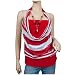 Plus size Red Glitter print Necklace accented O-ring strap top