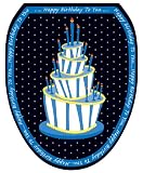 Toilet Tattoos TT-0005-O Blue Birthday Cake Decorative Applique For Toilet Lid, Elongated