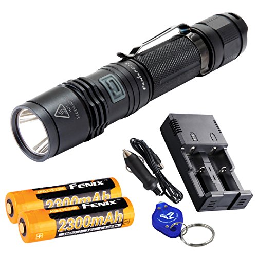 Fenix PD35 2014 960 lumens XM-L2 U2 LED Tactical Flashlight /w 2x Genuine Fenix Rechargeable 18650s,1x Universal Intellicharger with Car Adapter, and a 25 lumens LumenTac Keychain Light