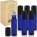 Rioa 10ml(1/3oz) Cobalt Blue Glass Roller Bottles With Stainless Steel Roller Ball for Essential Oil - Include 6 Extra Roller ball
