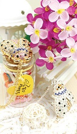  Drive Gold Ladybug Jewelry Flash Diamond  Blue Necklace  Crystal 