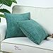 CaliTime Cozy Throw Pillow Cover Case for Couch Sofa Bed Comfortable Supersoft Corduroy Corn Striped Both Sides 18 X 18 Inches Teal