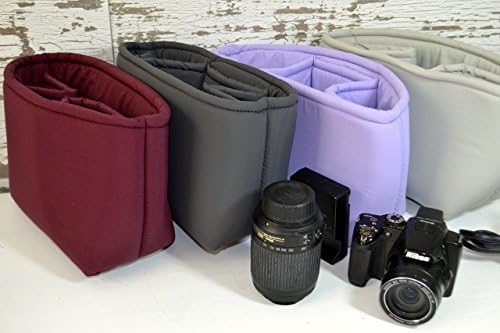Made in the USA! Camera Bag insert for your Purse, Water resistant &amp; foam padded In LAVENDER
