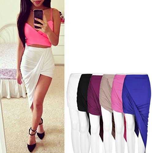 Draped Asymmetrical High Waisted Stretch Bodycon Low Mini Maxi Skirts New