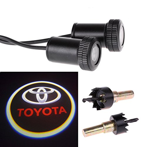 BESTVERT Universal Car LED Projector Door Lamp Ghost Shadow Welcome Light Laser Emblem Logo Kit for Toyota with Stylus Dust Plug- 1 Pair