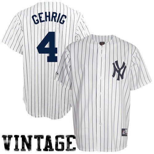 MLB Men's Lou Gehrig New York Yankees Pinstripe Cooperstown Replica Jersey, Pinstripes-Yankees Coop, XL