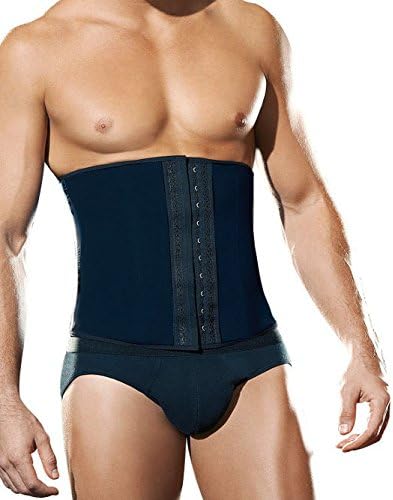 Fierce Honey Men's Latex Waist and Abdominal Girdle, Black, X-Small