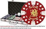 Custom Poker chip Set: Mythical (Griffin) image & your custom text printed on the chips. 300 11.5 gram chip w/case & more.