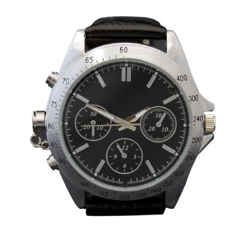 サンコー 写真撮影対応クロノ調VIDEO CAMERA WATCH 黒革バンド VISCW4LB 29703　