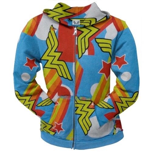  Wonder Woman - All Over Logo Ladies Zip Hoodie