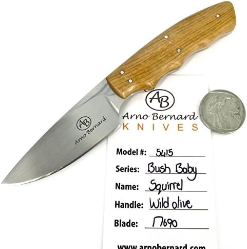 Arno Bernard Knives Squirrel Knife Fixed Blade Knife Wild Olive Handles 5415
