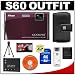 Nikon Coolpix S60 10 Megapixel Digital Camera (Burgundy) with 5x Optical Zoom + EN-EL10 Battery + 8GB Card + Leather Case + Accessory Kit