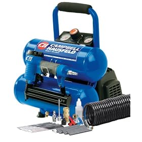 Campbell Hausfeld 2 Gallon Mini Twin-Stack Air Compressor with 1 1 4-Inch 2-in-1 Brad Nailer... by Campbell Hausfeld
