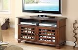 TV Stand with Two Geometric Designed Drawers in Walnut Finish