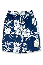 Contrast Drawstring Hibiscus Print Swim Shorts