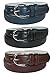 CTM® Womens Leather 1 1/8 Inch Basic Dress Belt, Medium, Navy