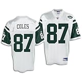 Reebok New York Jets Laveranues Coles Replica White Jersey