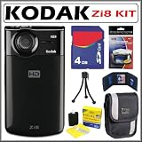 Kodak Zi8 High Definition Pocket Digital Video Camera with SD/ SDHC Slot and 2.5-inch LCD in Black + 4GB Accessory Kit