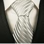 Silver Stripe Mens Designer 100% Silk NeckTie