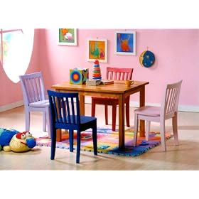 5pcs Kid's Multi Color Table and 4 Chairs Set by visiondecor Furniture