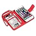 iPhone 6S Case, Terrapin [Red] [Etched Floral Pattern] Textured PU Leather Wallet Case with Card Slots ID Window Cash Compartment and Detachable Wrist Strap Case for iPhone 6 / 6S - Red