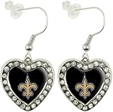 NFL New Orleans Saints Crystal Heart Earrings with Team Logo