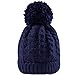 Women's Winter Beanie Warm Fleece Lining - Thick Slouchy Cable Knit Skull Hat Ski Cap(Navy blue)