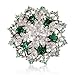 Snowflake Brooch Pin Gift Emerald-Green Colour Crystal Silver Tone for Her