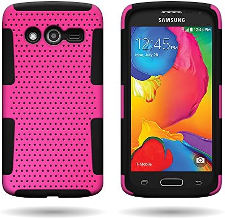 Samsung Galaxy Avant Case - By CoverON® Soft Dual Layer Hybrid Mesh Armor Cover - Hot Pink Hard Black Silicone