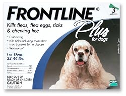 Merial Frontline Plus Flea and Tick Control for 23-to-44-Pound Dogs and Puppies, 3 Doses