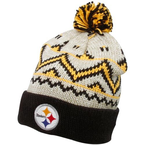 Pittsburgh Steelers Oatmeal Cuffed Knit Pom Hat
