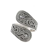 Ethnic Bali Sterling Silver Bypass Spoon Ring Adjustable