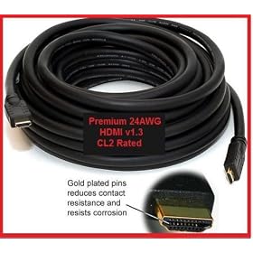 PTC 50ft Premium GOLD Series HDMI 1.3 thick 24AWG CL2 Rated Cable - Gold Plated