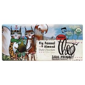 Theo Fantasy Dark Chocolate Inclusion Bars, Fig Fennel with Almond, 2-Ounce (Pack of 12)